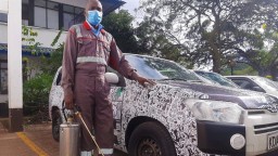 An insecticide sprayer with a Rentokil van patterned with the Draw The Line campaign artwork