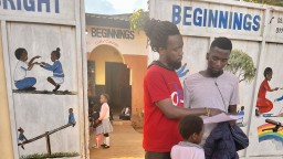 Nandi conducts school surveys at a primary school in Mzuzu, Malawi