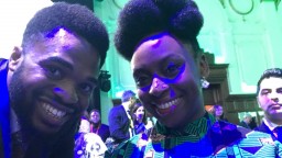 Youth ambassador Elvis in a selfie with award-winning author Chimamanda Ngozi Adichie