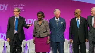 Global leaders on stage at the Malaria Summit London