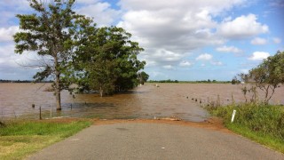 A road covered by flooding