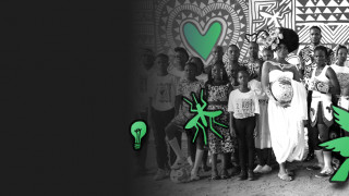 Banner featuring the cast of the Draw The Line film