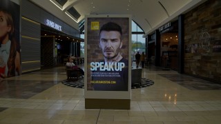 David Beckham banner in mall, New York